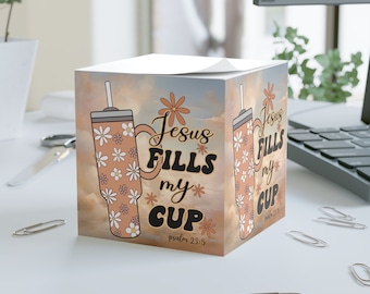 Jesus Fills My Cup Note Cube: Christian Desk Decor