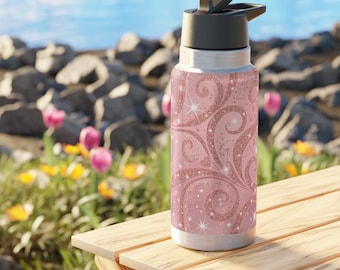 Sparkling Pink Glitter Tumbler: 32oz Stainless Steel Water Bottle