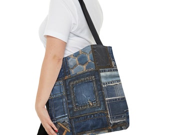 Printed Blue Denim Tote Bag (AOP)