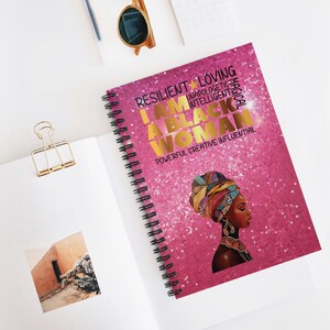 I Am A Black Woman Notepad, Red Glitter Notebook, Spiral Notebook - Ruled Line