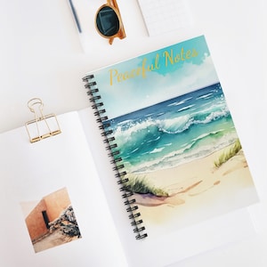 Notepad, Beach, Sand, Peaceful Notes, Spiral Notebook - Ruled Line