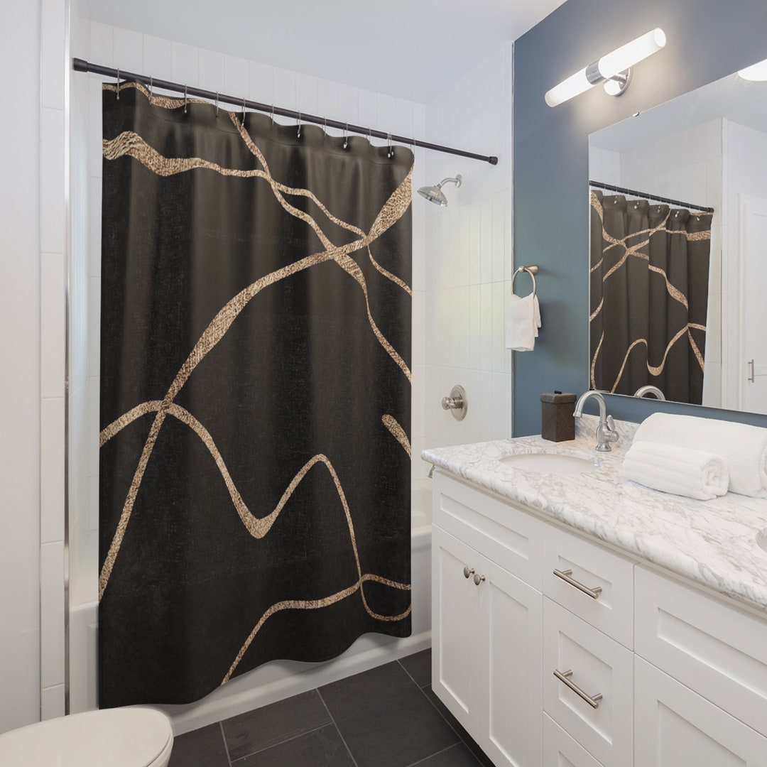 Black, Gold Shower Curtains - Etsy