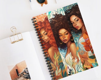 Melanin Black Women, Spiral Notebook - Ruled Line