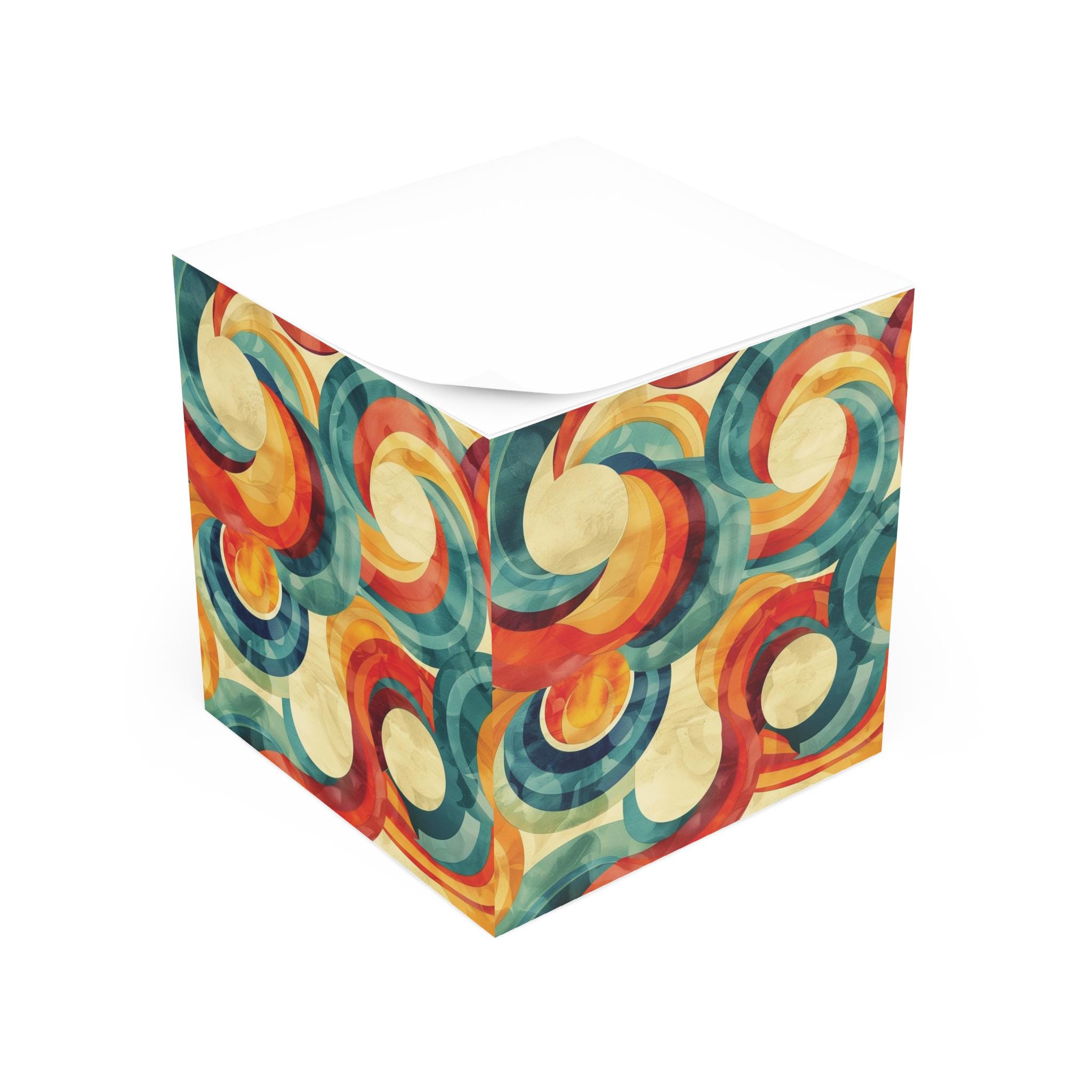 Colorful Abstract Swirl Note Cube: Artistic Desk Organizer - Etsy