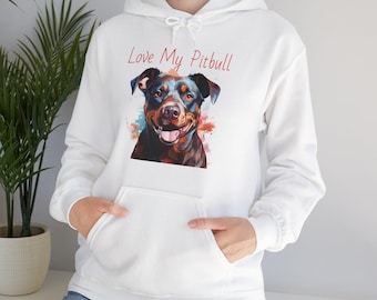 Love My Pitbull Hoodie: Unisex Cotton-Blend Dog Mom Sweatshirt