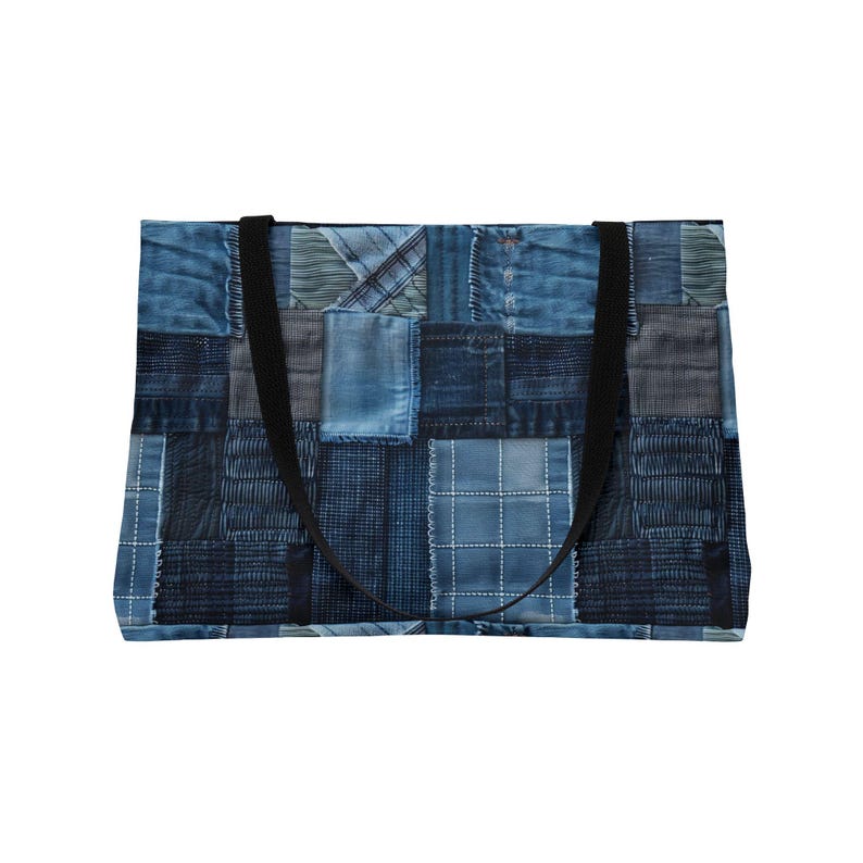 Denim-Look Weekender Tote Bag: Stylish Travel Accessory image 5