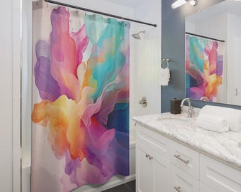 Blue, Purple, Pink Gold, Yellow Shower Curtain, Colorful Shower Curtains