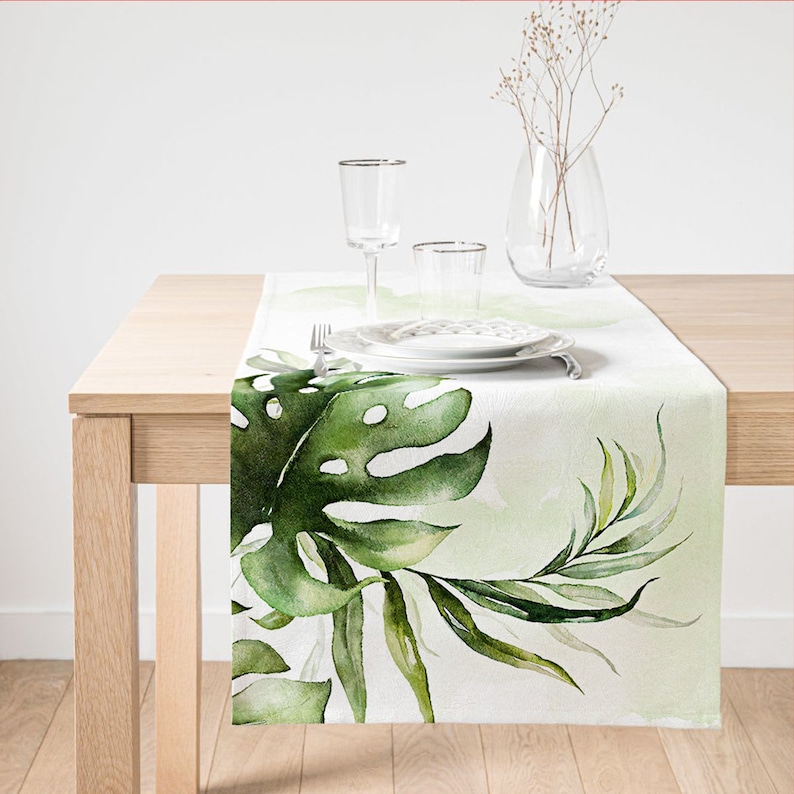 Green Palm Table Runner,amazon Leaf Dining Room Table Cloth,leaves and