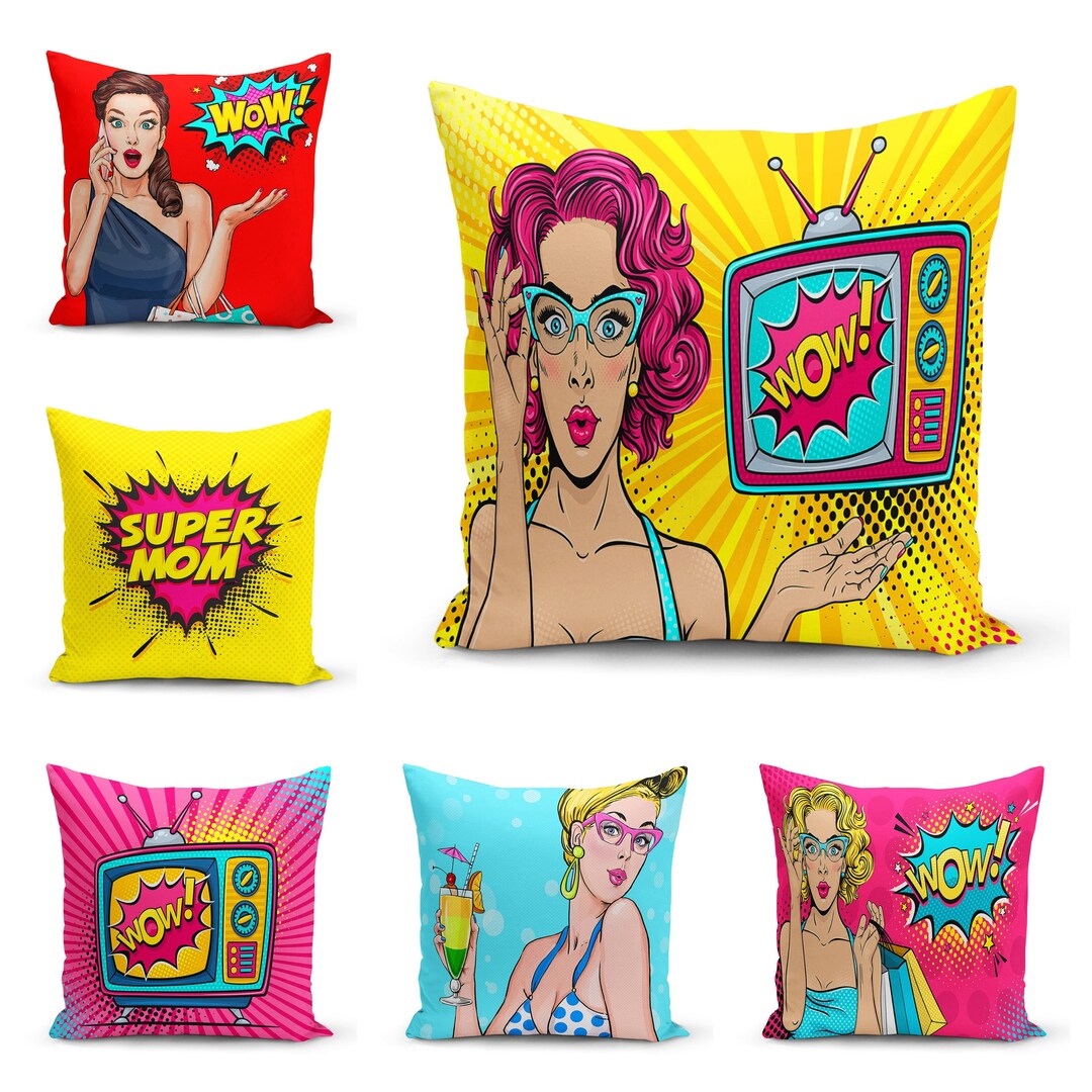 Wow Style Pop Art Pillow Coversuper Mom Pillow Casewoman Etsy