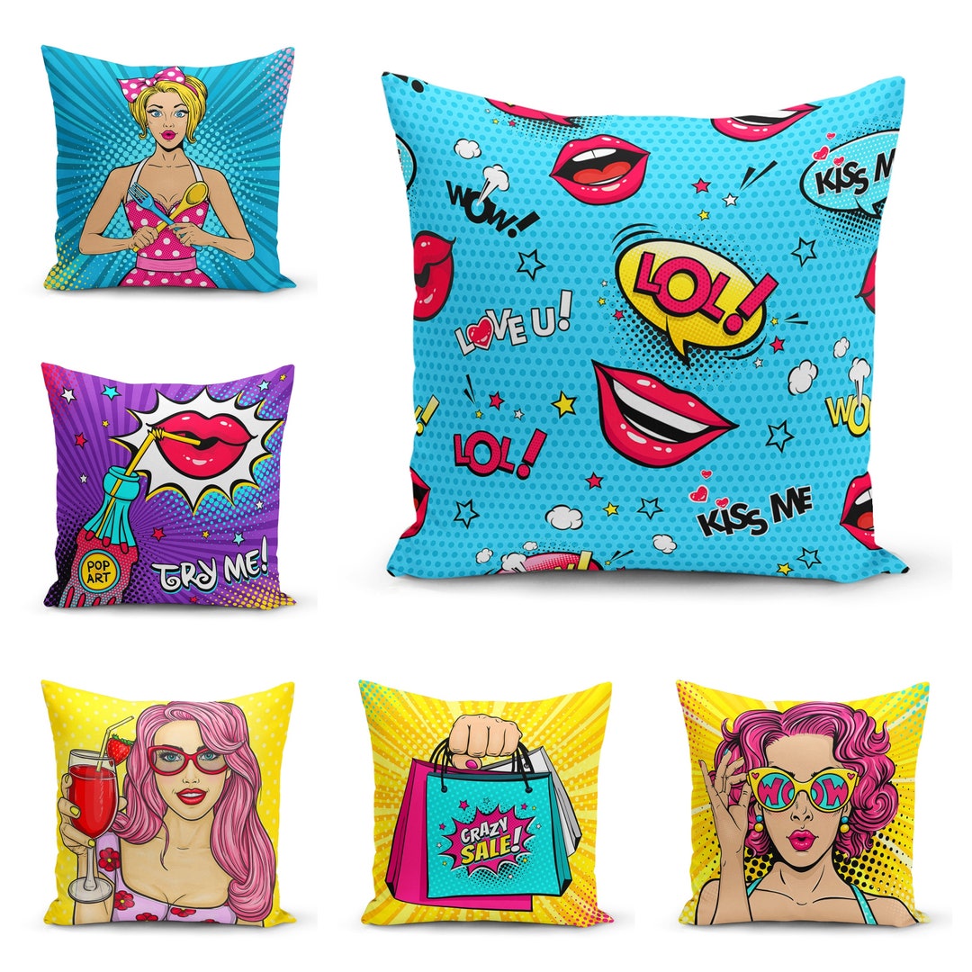 Red Lips Pop Art Pillow Super Mom Pillow Case,woman