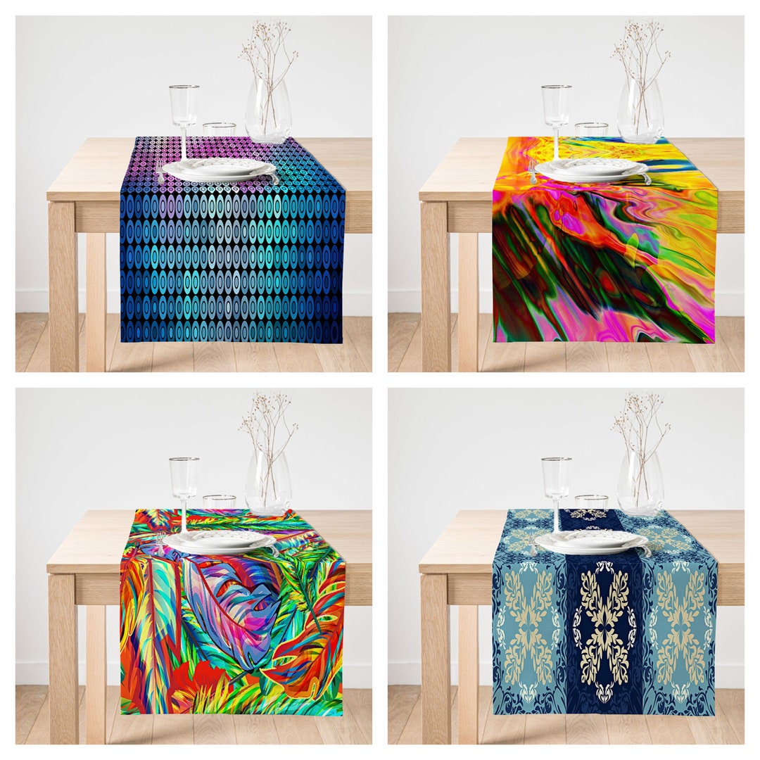 Pastel Color Table Runnervivid Multi Color Dining Room Table Etsy