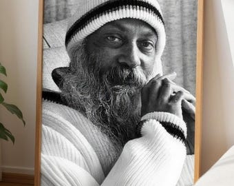 Osho Rajneesh Wooden Framed Portrait | Guru Photo | Sage Reminder