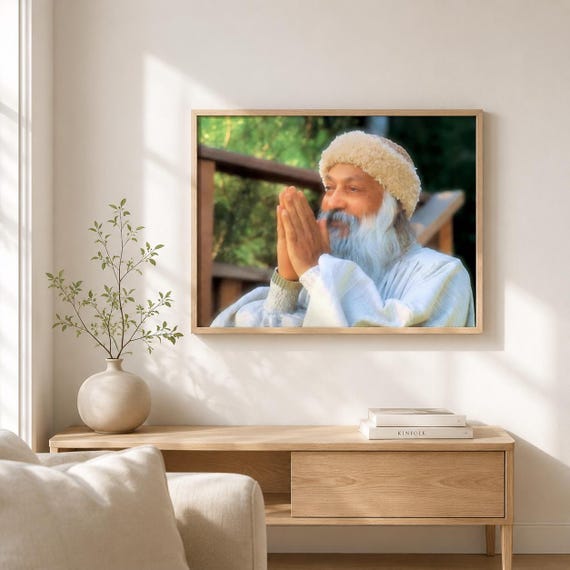フォトフレーム osho Osho Rajneesh Wooden Framed Portrait | Guru Photo | Sage Reminder
