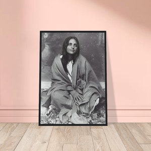 Wooden Framed Portrait Of Sri Anandamayi Ma | Guru Photo | Sage Reminder Image | Sacred Serenity Home Decor | Tranquil Art