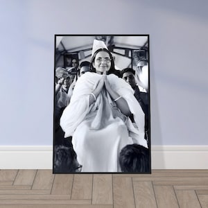 Sri Anandamayi Ma Wooden Framed Portrait | Guru Photo | Sage Reminder Image | Sacred Serenity Home Decor | Tranquil Art