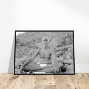 Póster sin marco de Ramana Maharshi / Foto de Bhagavan / Imagen de recordatorio de sabio / Decoración del hogar de la serenidad sagrada / Arte tranquilo