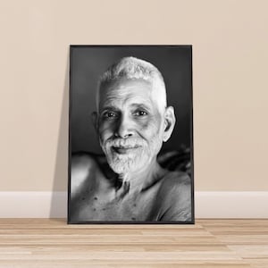 Premium Wooden Framed Portrait Of Ramana Maharshi | Bhagavan Photo | Sage Reminder Image | Sacred Serenity Home Decor | Tranquil Art