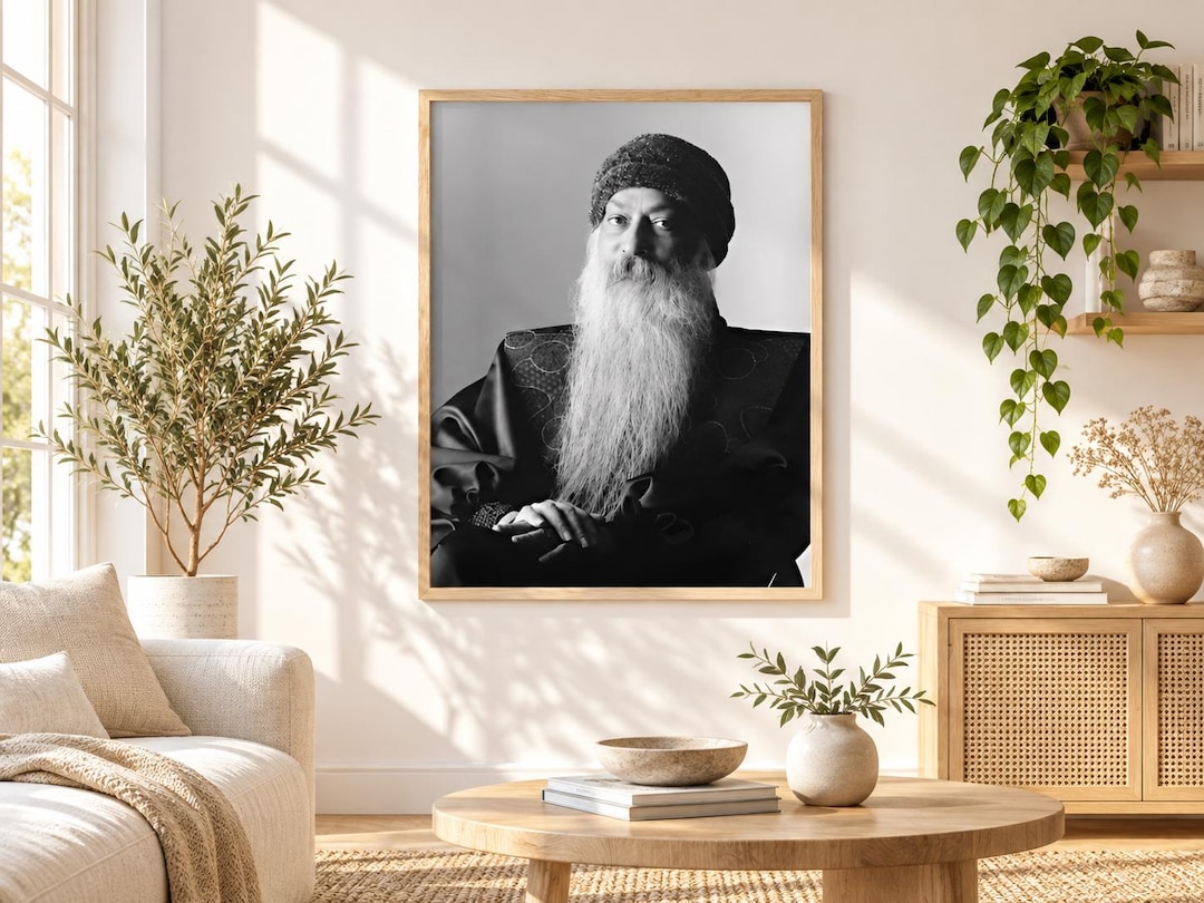 Osho Rajneesh Wooden Frame Poster, Spiritual Home Wall Decor - Etsy