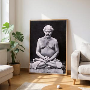 Lahiri Mahasaya Unframed Poster | Motivational Reminder Image | Sacred Home Decor | Tranquil Art