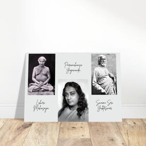 Unframed Poster Of Paramahansa Yogananda With Yukteswar & Lahirir Mahasaya With Yogananda | Spiritual Home Wall Decor