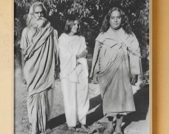 Fotografía sin marco de Anandamayi Ma, su esposo Bholanath y Paramahansa Yogananda / Decoración espiritual para la pared del hogar