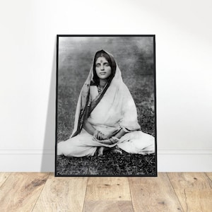 Sri Anandamayi Ma Wooden Framed Photo, Indian Saint Picture, Spiritual Teacher Image, Guru Wall Decor