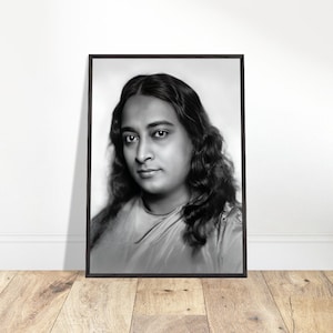 Premium houten ingelijste foto van Paramahansa Yogananda | Goeroe Foto | Salie Herinnering Afbeelding | Heilige sereniteit Home Decor