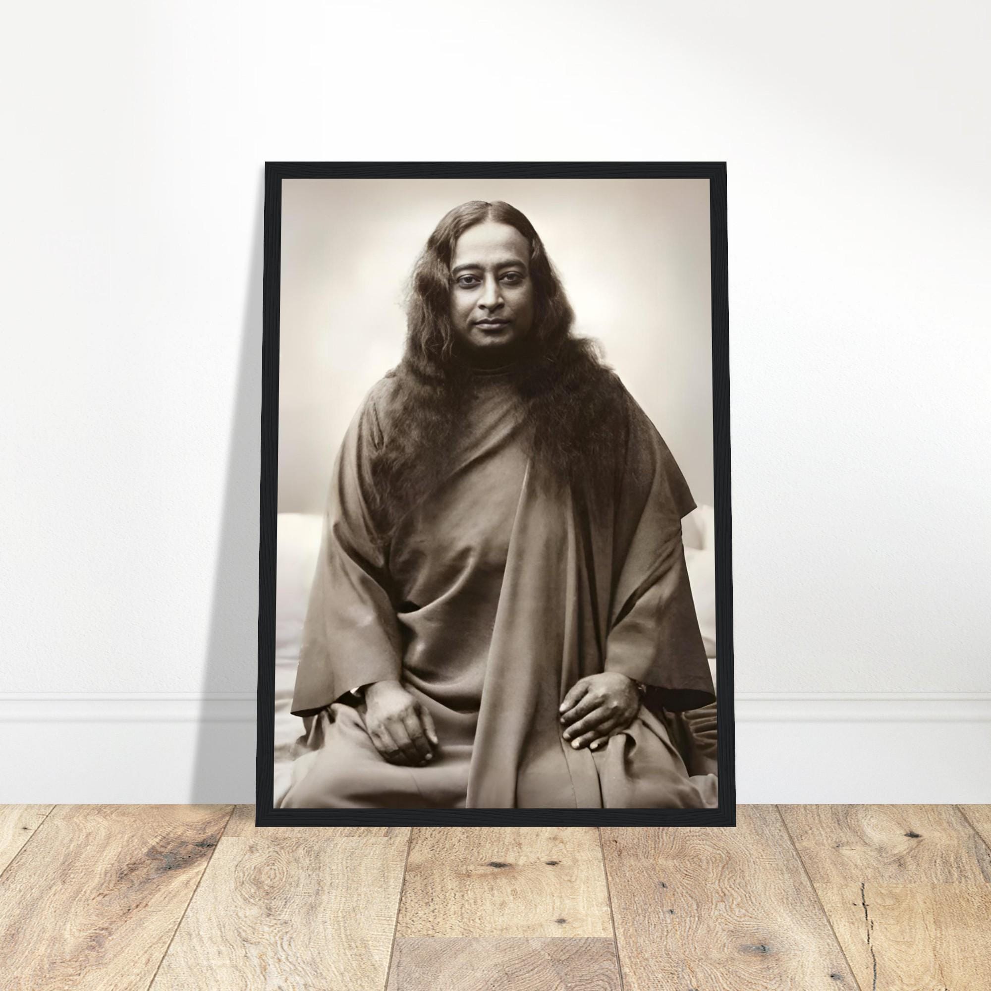 Wooden Framed Photo Of Paramahansa Yogananda | Spiritual Home Wall Decor