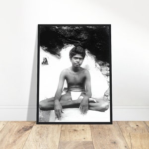 Ramana Maharshi Wooden Framed Portrait | Bhagavan Photo | Sage Reminder Image | Sacred Serenity Home Decor | Tranquil Art