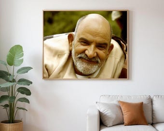 Ritratto senza cornice di Neem Karoli Baba / Guru spirituale, decorazione da parete per la casa / Saggio indiano