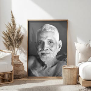 Portrait von Ramana Maharshi | Bhagavan Foto | Salbei Erinnerungsbild | Sacred Serenity Wohnkultur | Stille Kunst