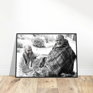 Neem Karoli Baba With Ram Dass Unframed Poster | Bhagavan Photo | Sage Reminder Image | Sacred Serenity Home Decor | Tranquil Art