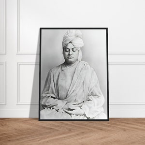 Wooden Framed Portrait Of Swami Vivekananda  | Guru Photo | Sage Reminder Image | Sacred Serenity Home Decor | Tranquil Art