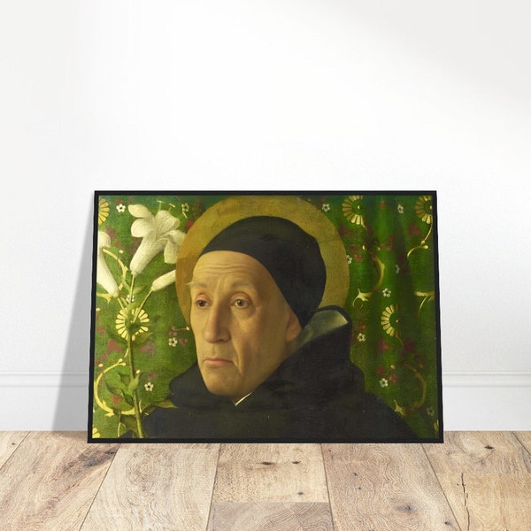 Meister Eckhart Wooden Framed Portrait | Saint Photo | Sage Reminder Image | Sacred Serenity Home Decor | Tranquil Art