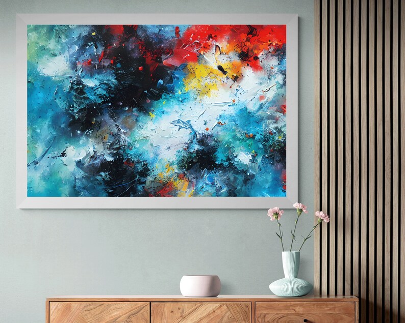 Contemporary Art, Abstract Splash Art Painting. Digital Download Wall