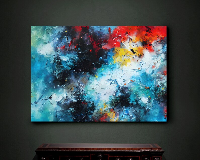 Contemporary Art, Abstract Splash Art Painting. Digital Download Wall