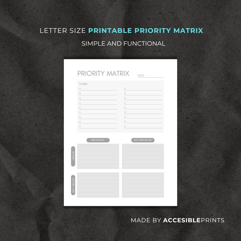 Priority Matrix Printable Template Eisenhover Decision Matrix Work to ...