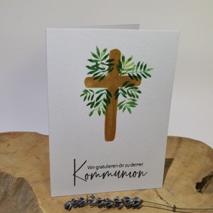 Jede Karte handgemalt | Erstkommunion | Persönliche Kommunionskarte | Handgemalte Aquarell-Motive