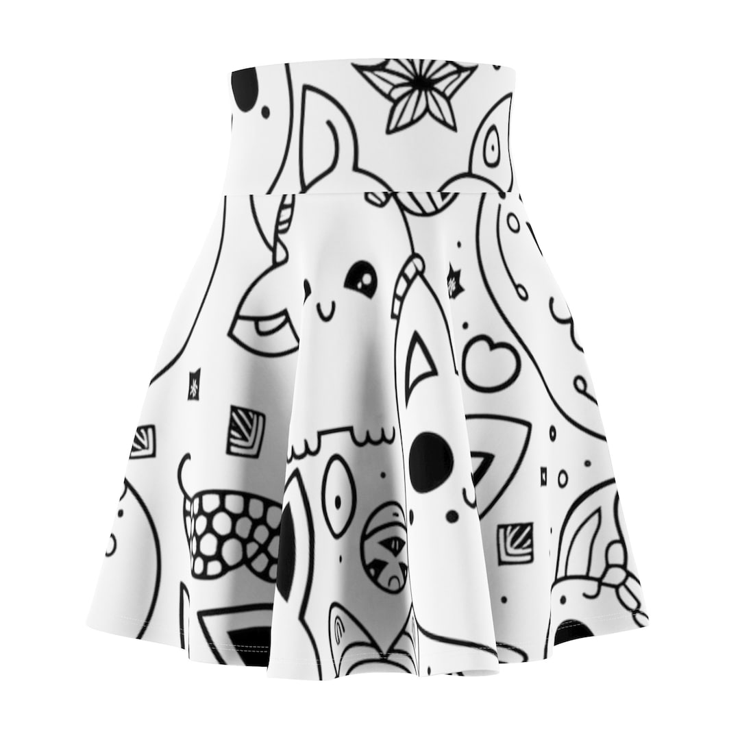Women's Skater Skirt Graphic Kawaii Design Women's Etsy