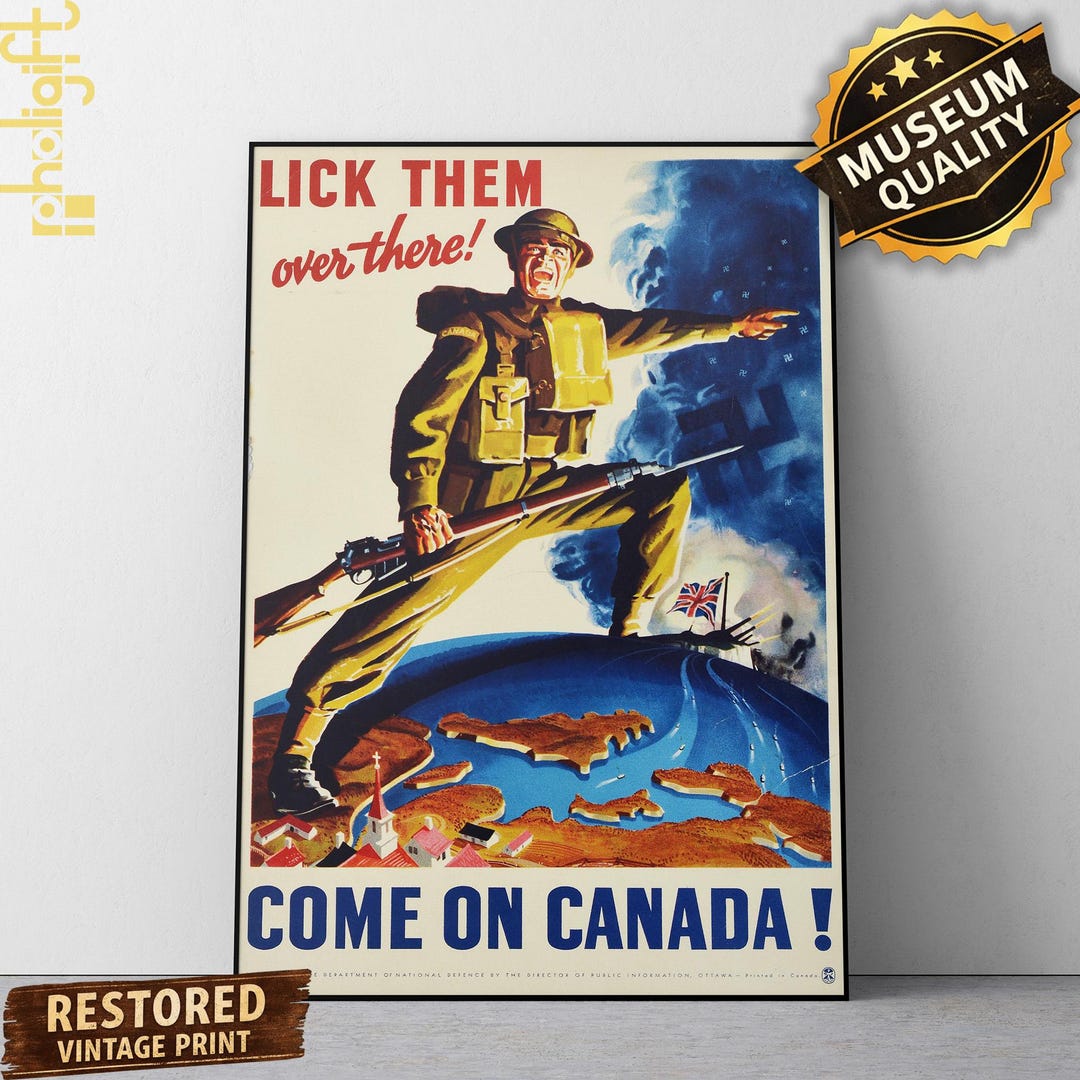 Vintage Canada Military Poster, Retro WW2 Art (digital Download