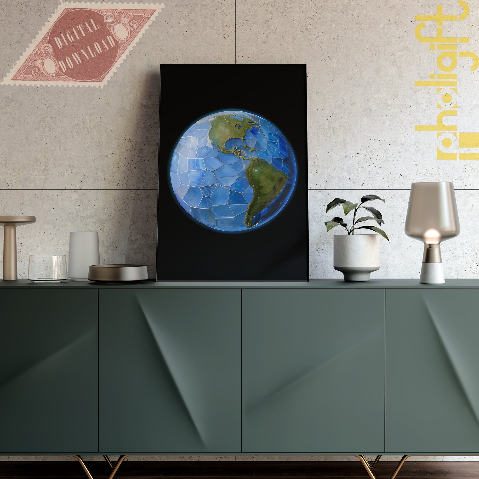 Marble Style Earth Day Wall Poster, Printable Earth Wall Art, Save the Illustration Print