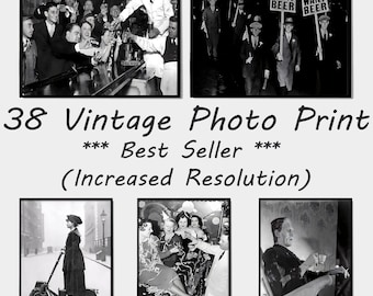 38 Vintage Photo Prints, Funny Retro Wall Art (Digital Download)