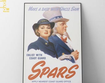 SPARS Coast Guard WWII Poster - Vintage Military Recruitment Art Print
