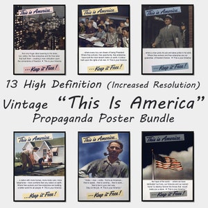13 Vintage This is America Printable Poster, Keep It Free Propaganda Poster Pack, Retro Political Home Decor Print, Printable 1940s Poster