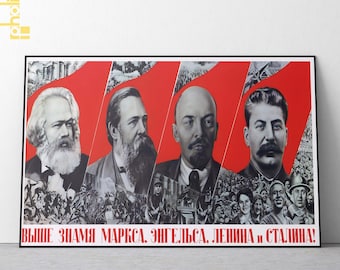 Stalin レーニン ソビエト ポスター Politic L-Lenin S-Stalin Poster