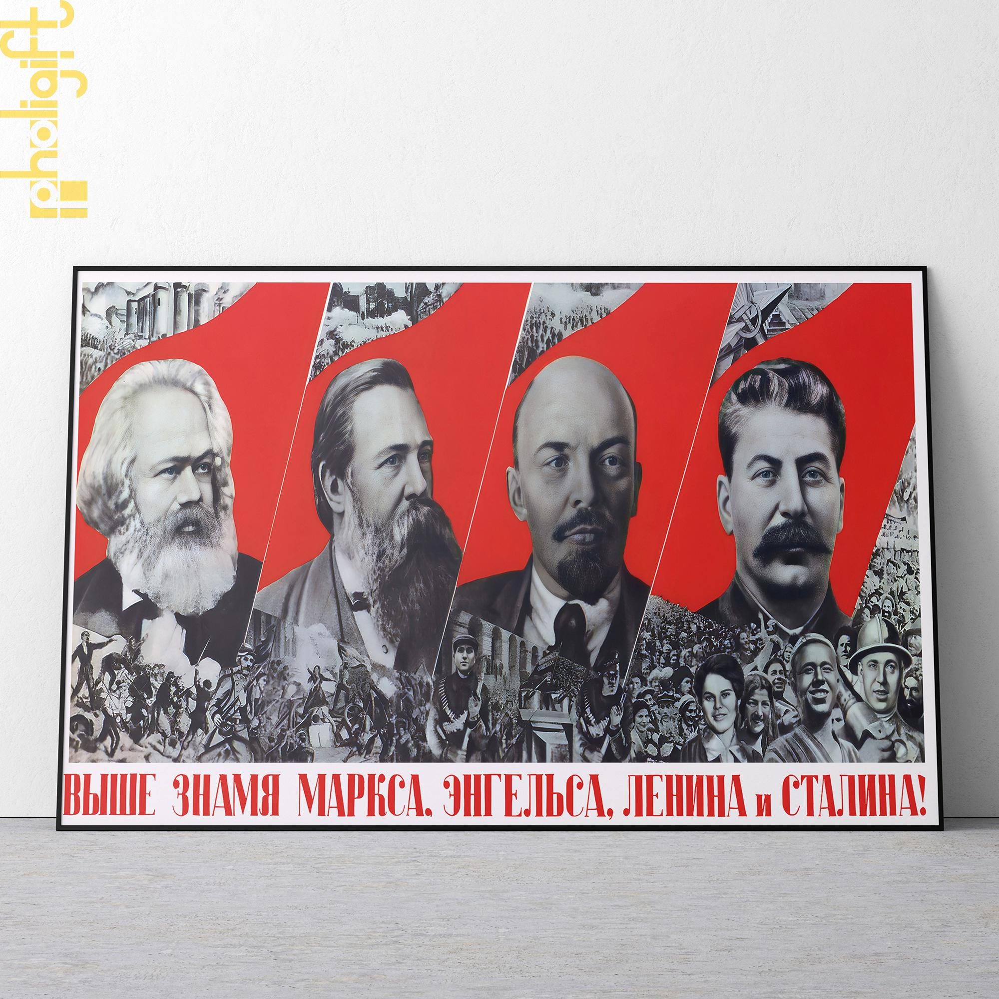 Propaganda プロパガンダ 6枚セット XLサイズ Soviet Leaders Propaganda Poster Matte Horizontal Poster | Marx