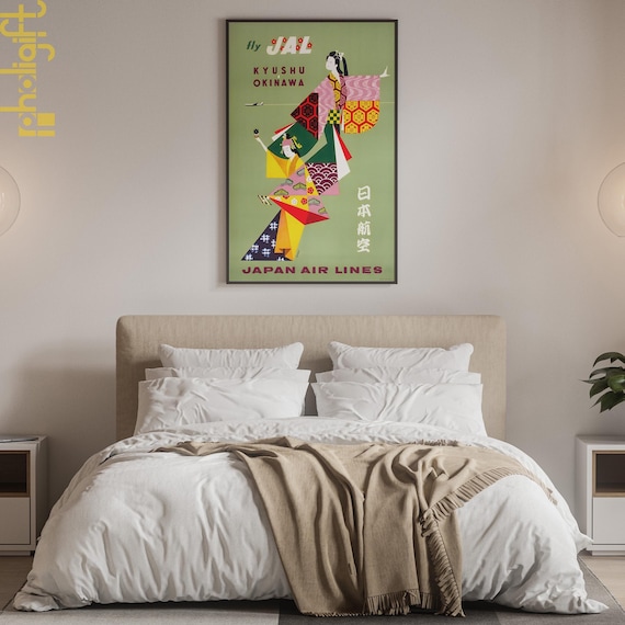 Vintage Japan Airlines Poster – Geisha, Okinawa Travel Art - Etsy
