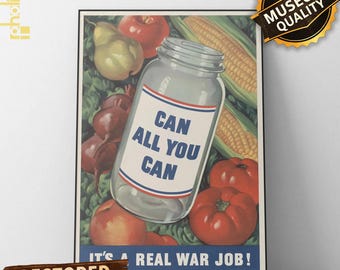 WWII Home Front Propaganda Poster, Vintage Canning Art Print