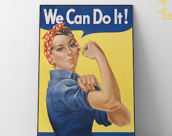 We Can Do It! Rosie The Riveter Vintage Print Poster – 13x19, Reproduction