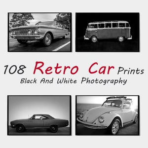 108 Retro Car Photography Print, Printable Vintage Car Posters Set, Digital Classic Car Photography Bundle, Cool Auto Art Wall Decor